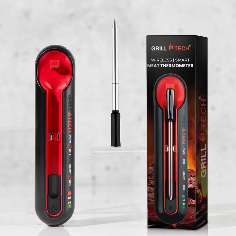 Grill Tech Bluetooth Meat Thermometer – Wireless, USB-C, Smart App