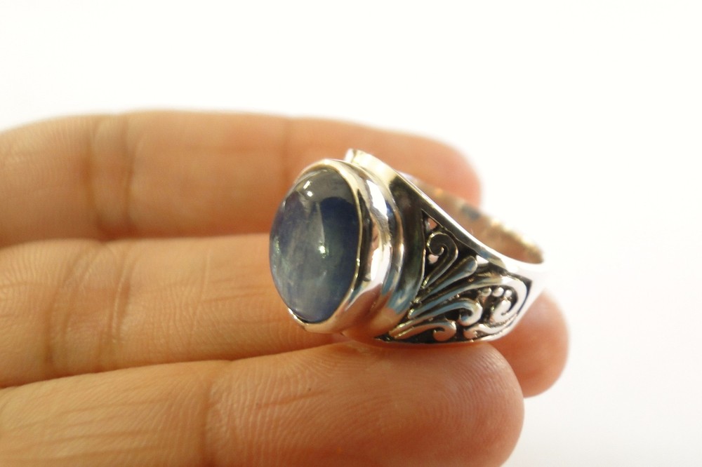 Blue Kyanite Solitaire 925 Sterling Silver Ring Size 6 7 9