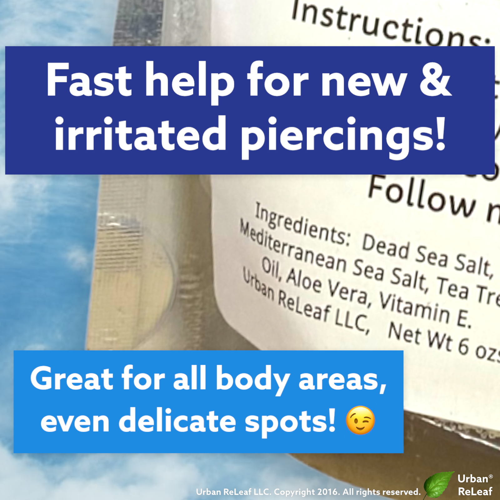 Urban ReLeaf Piercing Care Concentrate Bag! Heal Red Angry Bump Itchy Aftercare