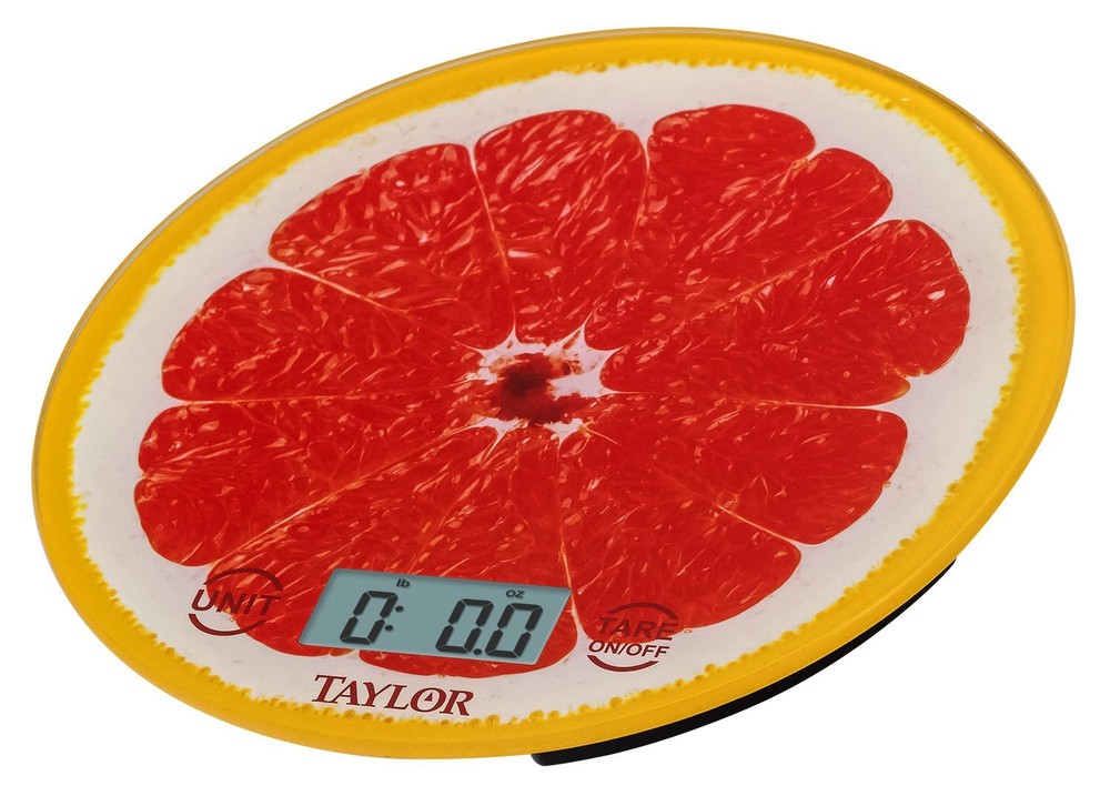 Taylor Grapefruit Citrus Glass Kitchen Scale, Red