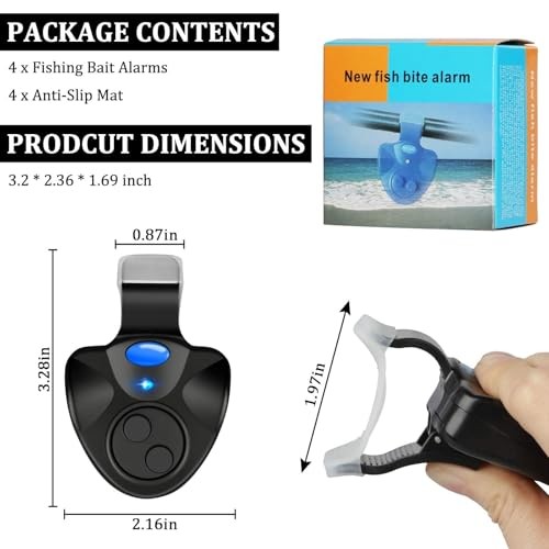 Fishing Bite Alarms, 4PCS Electronic Fish Bite Indicator, Fish Pole Clip On