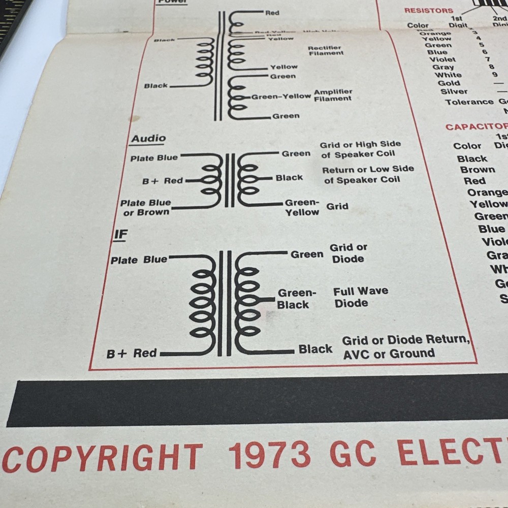 1973 22x34 Calectro Electronic Symbols Wall Chart Poster