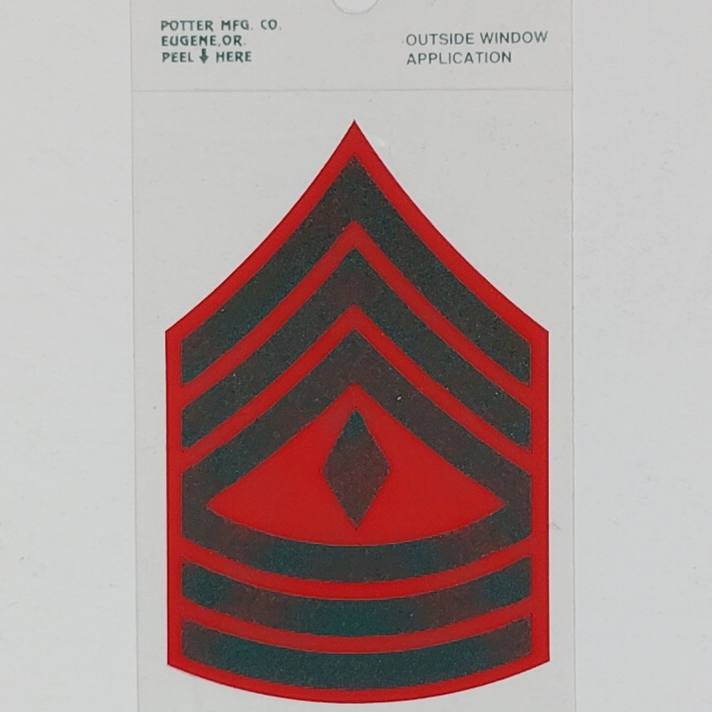 USMC First Sergeant (E-8) Subdued Vinyl Window Decal 2" x 3" Red & Gray, DE8‑M