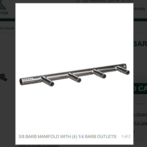 3/8 BARB MANIFOLD WITH (4) 1/4 BARB OUTLETS # 7264