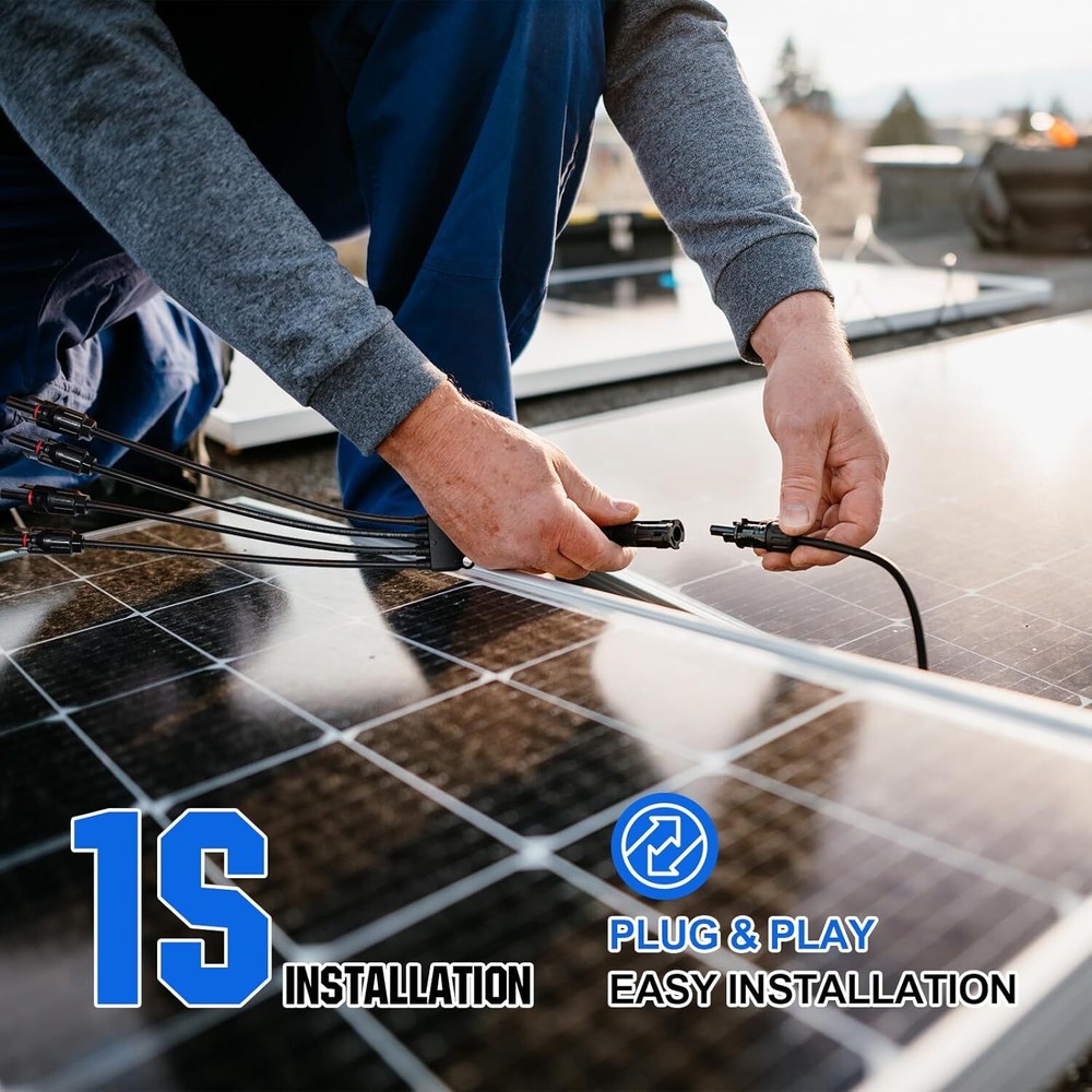 1 Pair Solar Y Branch Connectors 1 to 4 Connector Parallel Panel Cable Wire Plug