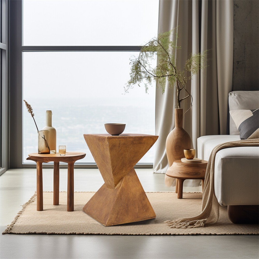 Twist Table Teak Root Shape Stool Pedestal Concrete Accent Table Coffee End Desk