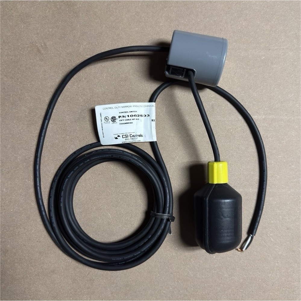 CSI Controls Mechanical Control Float Switch 1062503 Narrow Angle 15ft Cable