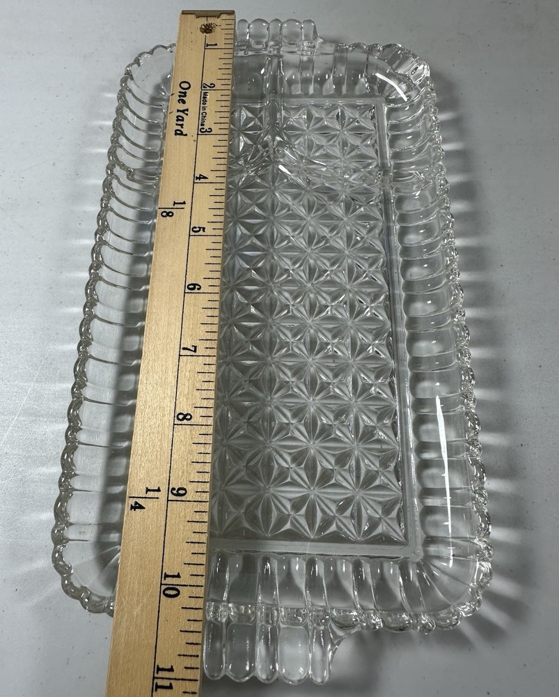 3pc Glass Appetizer Serving Plate 3 Compartment Edge Kitchen Serving Platters