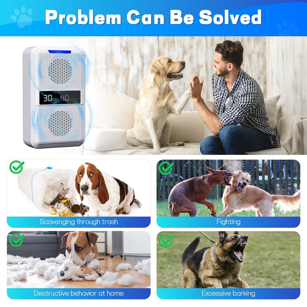 Ultrasonic Dog Bark Deterrent Devices, Anti Barking Device, Adjustable Frequency