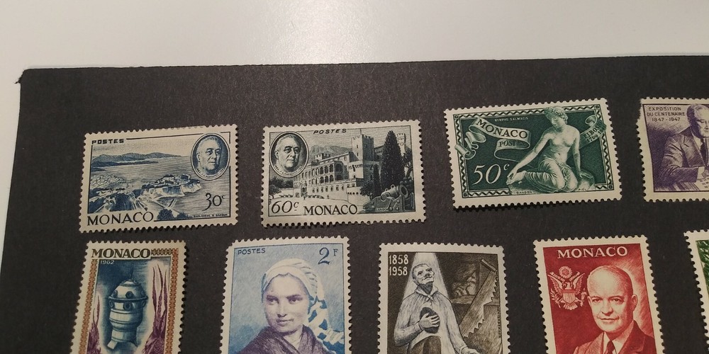 Monaco Postage - 19 Mint stamps - very nice condition - some previously hinged 
