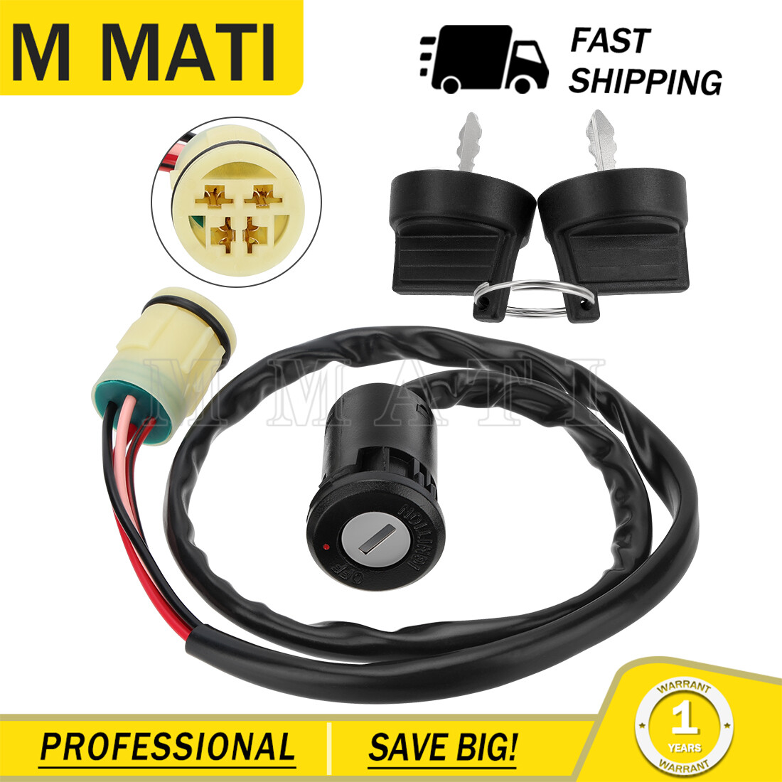 Ignition Key Switch for Honda TRX450ES TRX450S Foreman 4X4 1998 1999 2000 - 2004