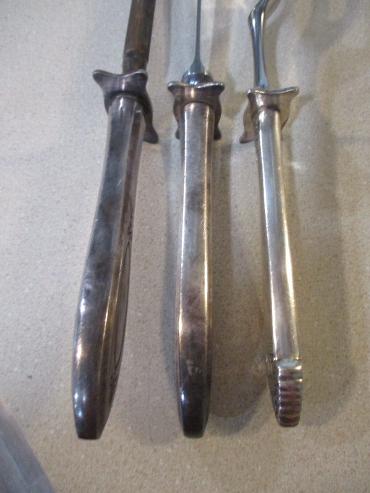 Antique knife & meat fork & sharpener carving set 3 piece