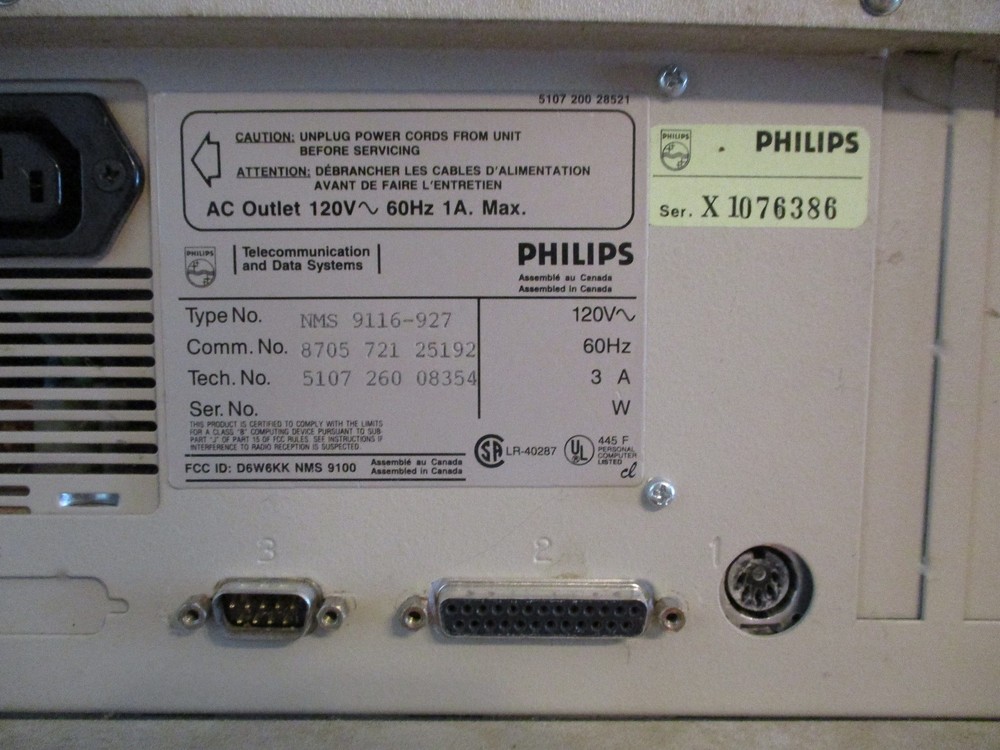 Vintage 1988 Computer Philips NMS 9100 Intel 8088 Powers Up Untested