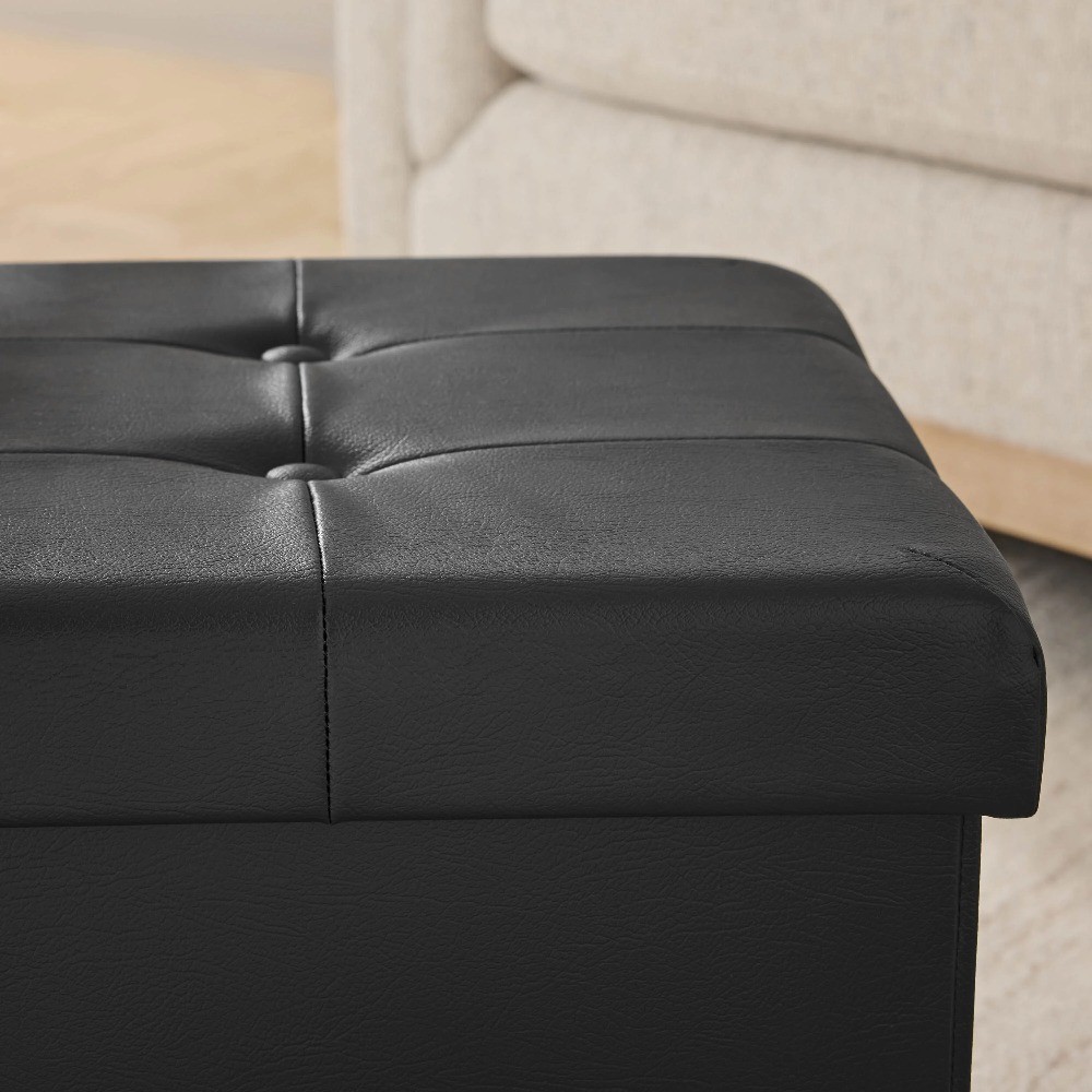 30" Collapsible Storage Ottoman, Black