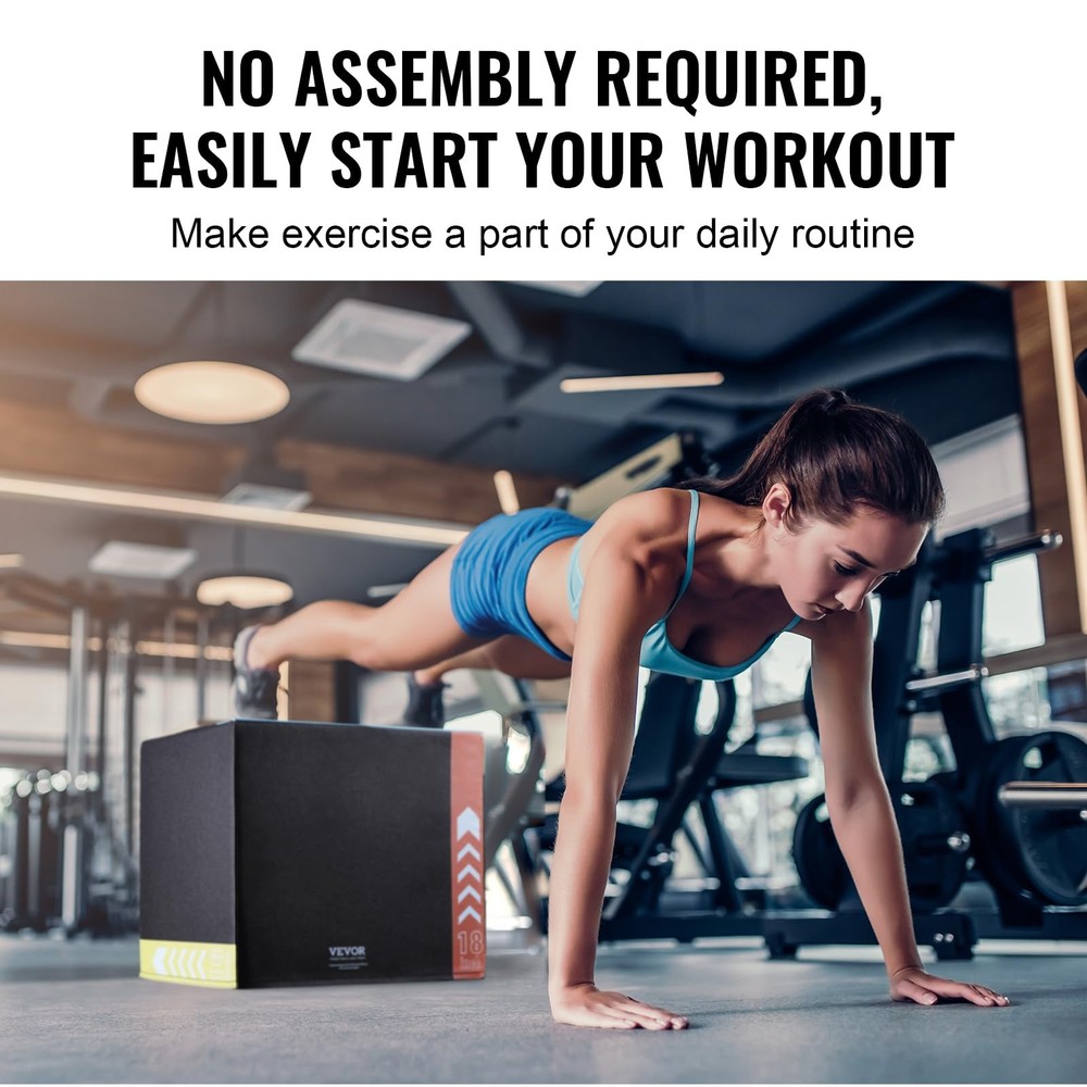 Black Exercise Step Platform Plyometric Box with Adjustable Heights 220lb Cap...