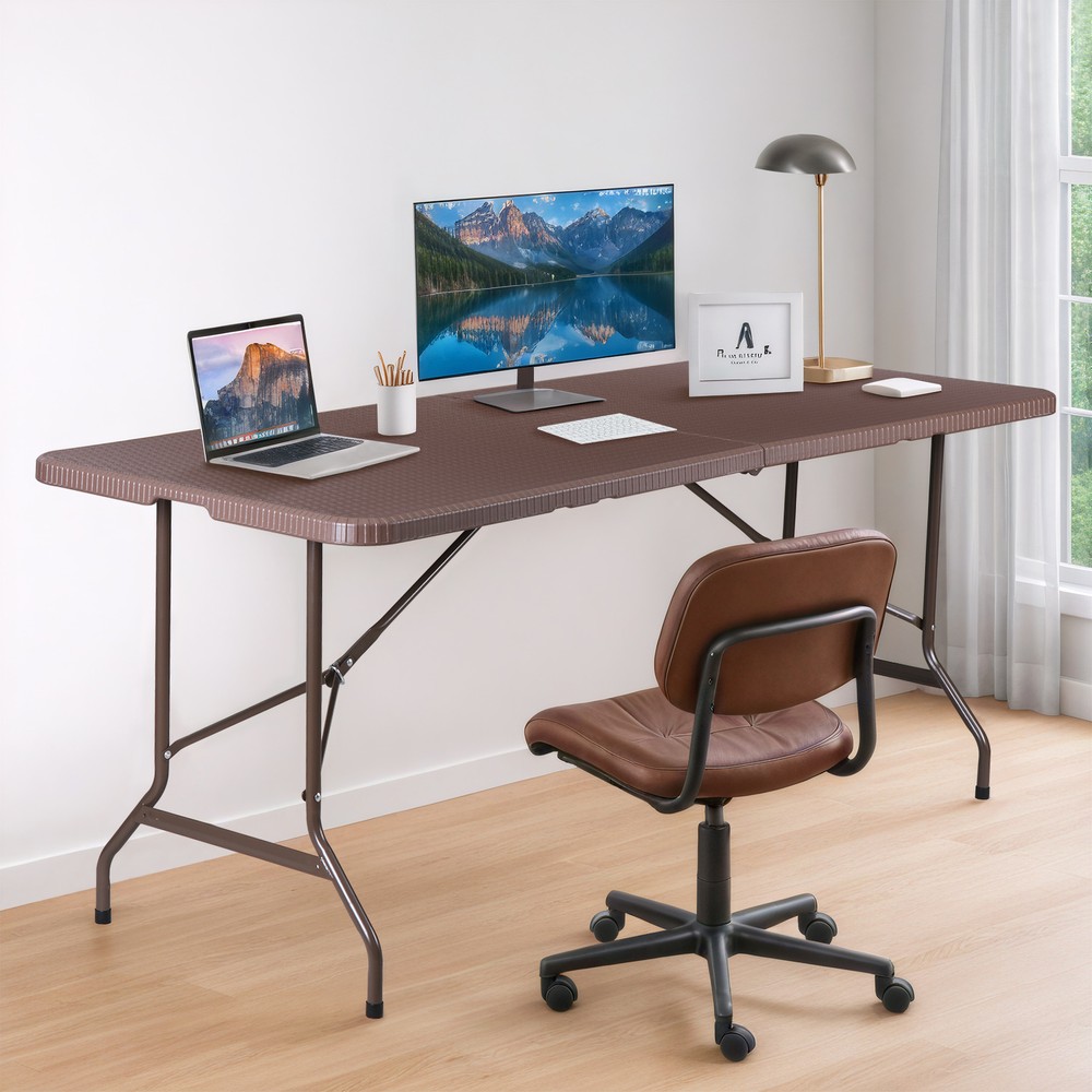 6ft Folding Table with Handle & Safety Locks - Portable Picnic & Camping Table