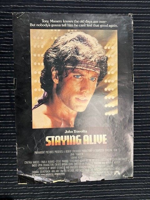 JOHN TRAVOLTA STAYING ALIVE POSTER RARE 1983 DAMAGED 17''x24''
