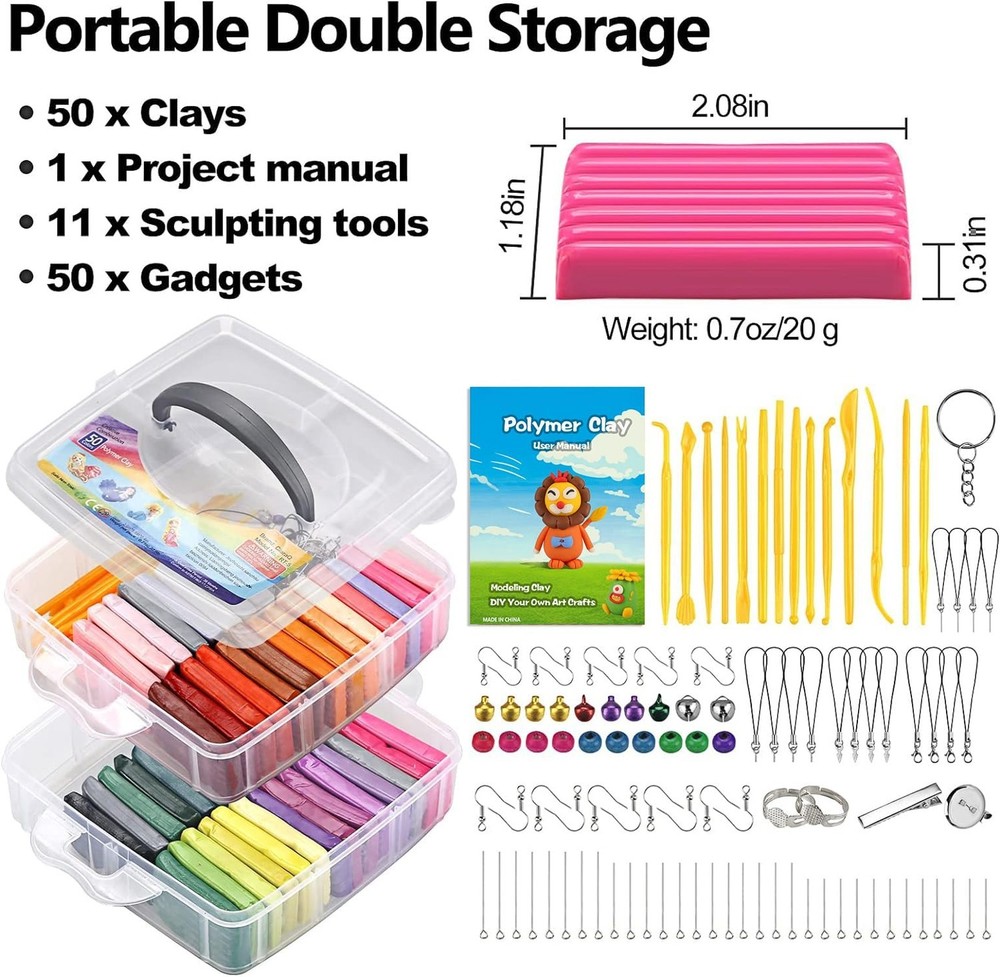CiaraQ Polymer Clay Starter kit, Oven Bake Modeling Clay with Sculpting Tools...