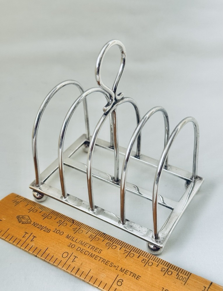 Antique Edwardian Scottish Solid Sterling Silver Toast Rack Edinburgh 1908