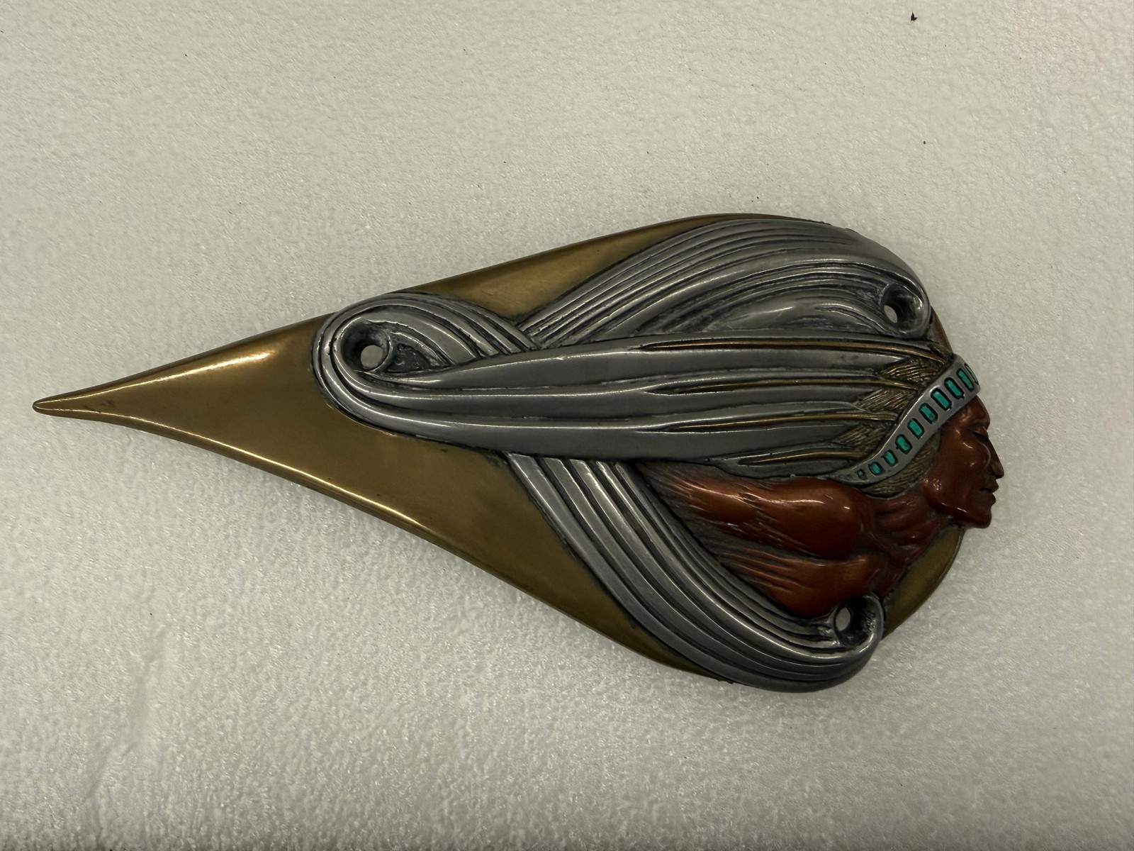 Zambini Bros John Danna “Indian Red Hawk–Style” Bas-Relief Casting Gas Tank Art