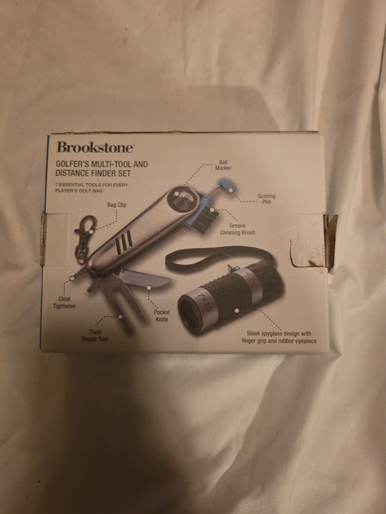 Brookstone Golfers Multi-Tool And Distance Finder Set.