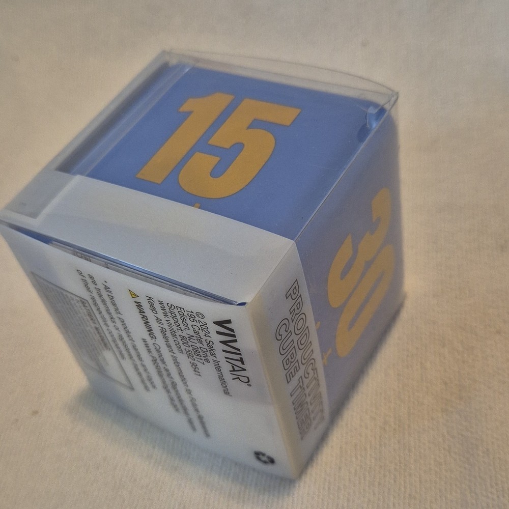 Vivitar Productivity Cube Timer Digital 4 Time Settings Blue Battery Powered