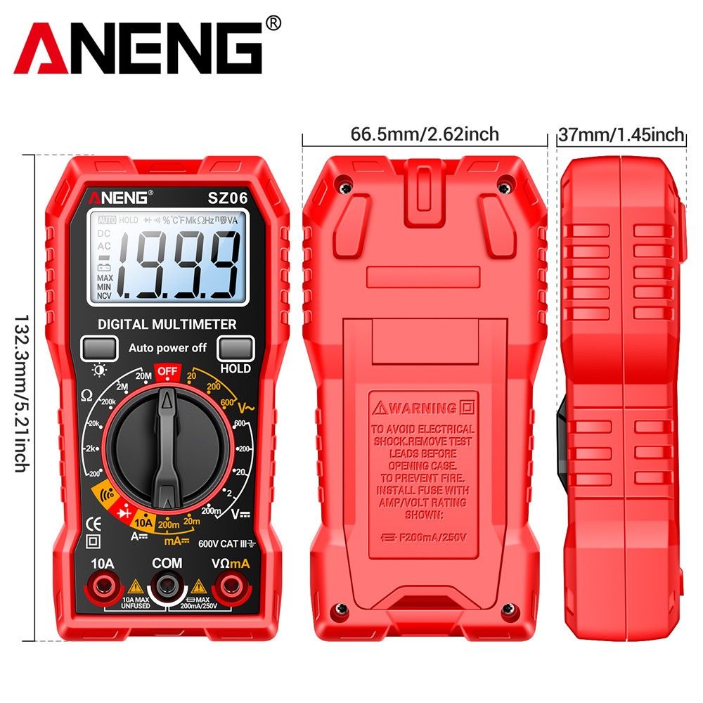 LCD Digital Multimeter Voltmeter Ammeter Ohmmeter Volt AC DC Tester Leads Meter.