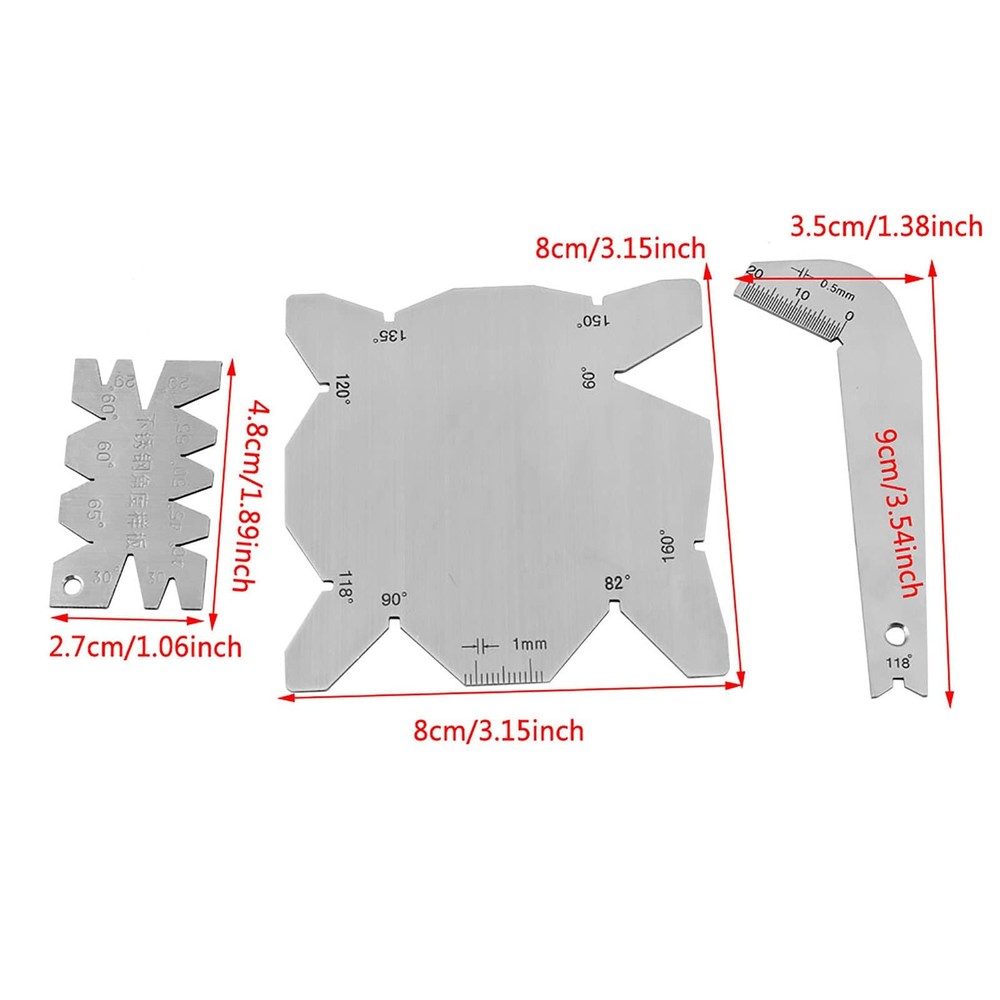 Drill Gauge, 3Pcs Drill Bits Angle Gauge Set Dirll Sharpener Tools S/S Angle ...