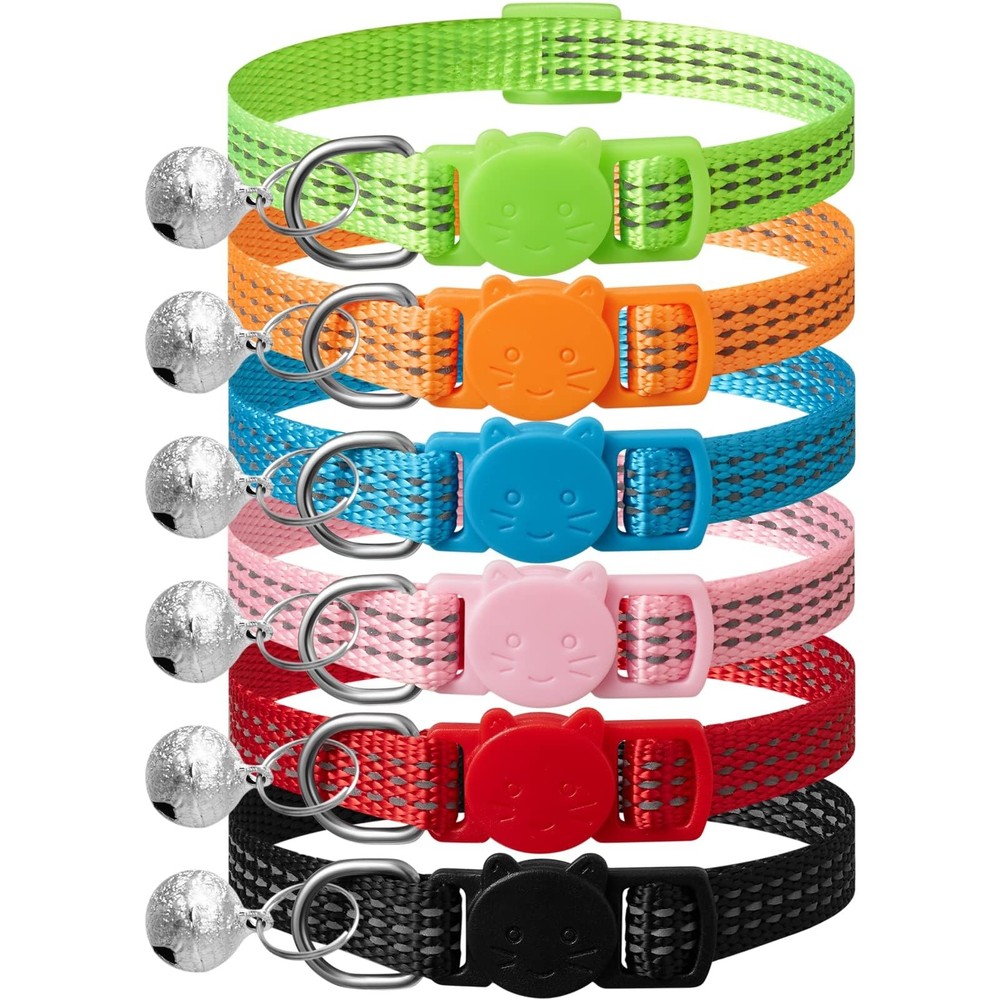Upgraded Version 6 Pack Reflective Cat Collars with 7-12in, 6 Colors