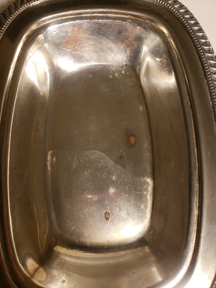 Vintage Silverplate on Copper Rectangular Handled Covered Vegetable Dish 12 inch