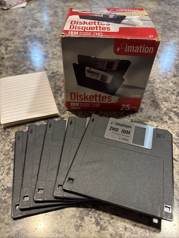 NEW Imation 3.5" Floppy Diskettes 25-Pack IBM Formatted 1.44MB 2HD Open Box