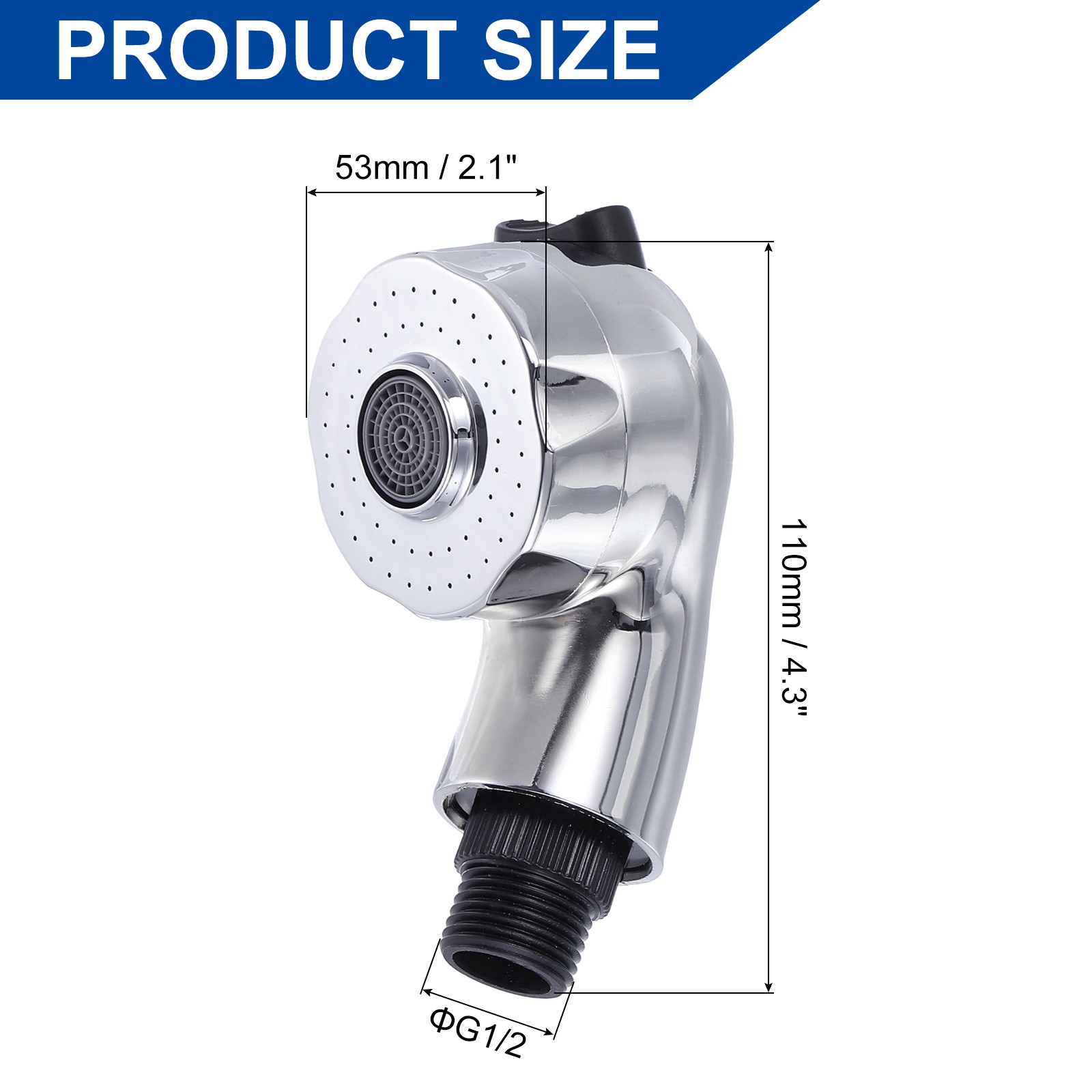 Shampoo Bowl Sprayer Head Sink Faucet Sprayer with 2 Buttons Silver