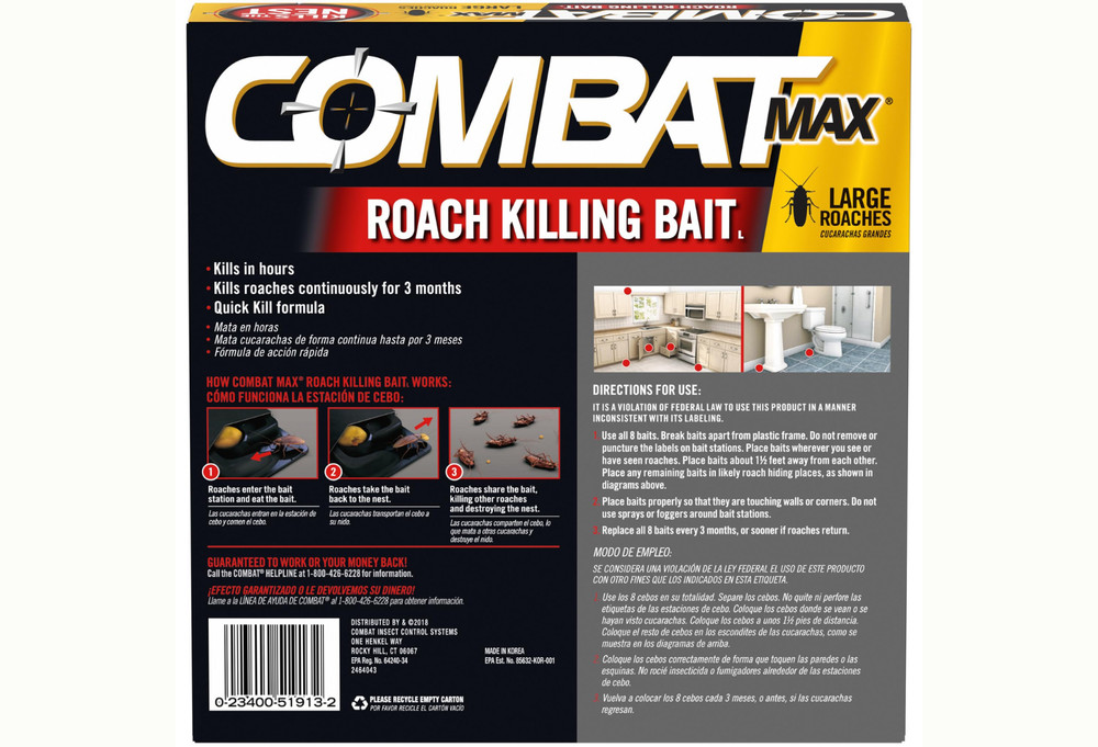 Combat Max Large Roach Killing Bait, 8 count - (Pack of 1)