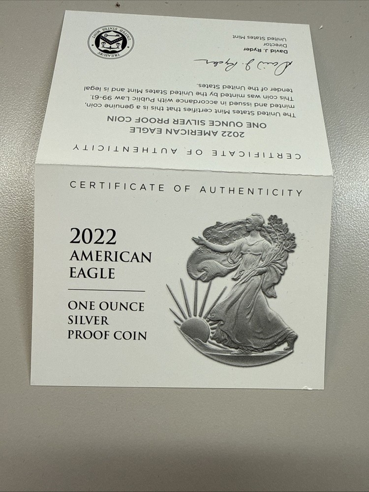2022-W Proof $1 American Silver Eagle Box, OGP & COA