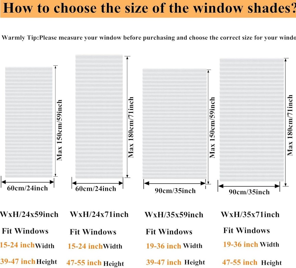 White Blinds for Windows, Temporary 24"W x 59"H, - 1 Pack