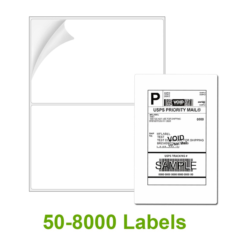 50-8000 Round Corner Shipping Labels Self Adhesive 2 Labels Per Sheet For Inkjet