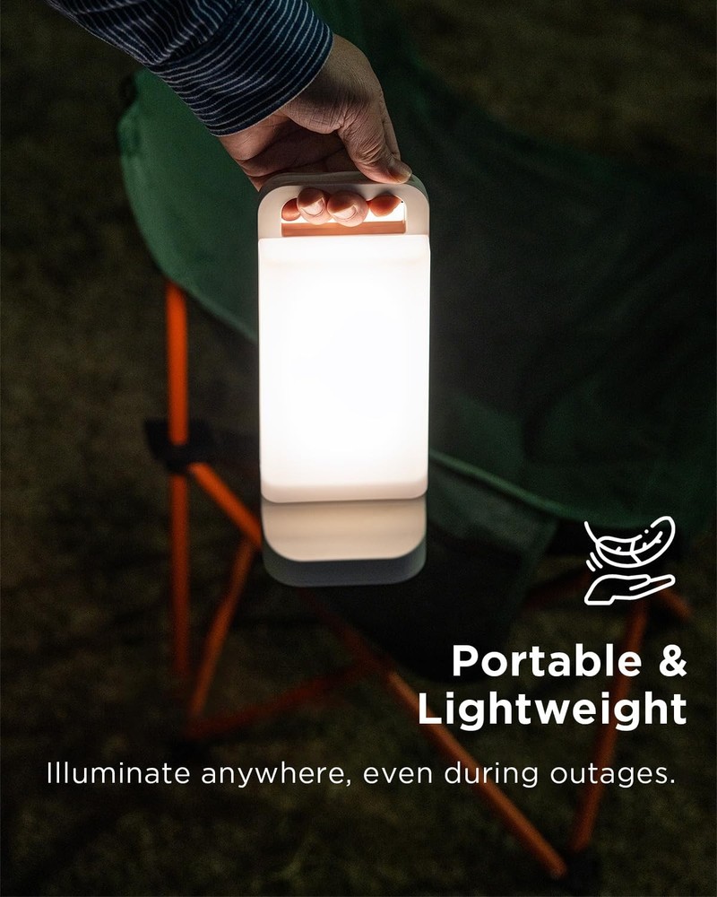 Solar Camping Lantern, Rechargeable Battery Powered White, White