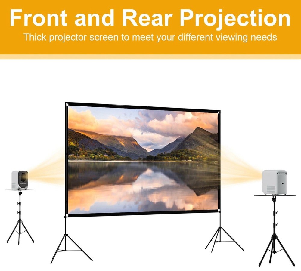 Outdoor Projector Screen with Stand, 100 inch 100 inch projector screen