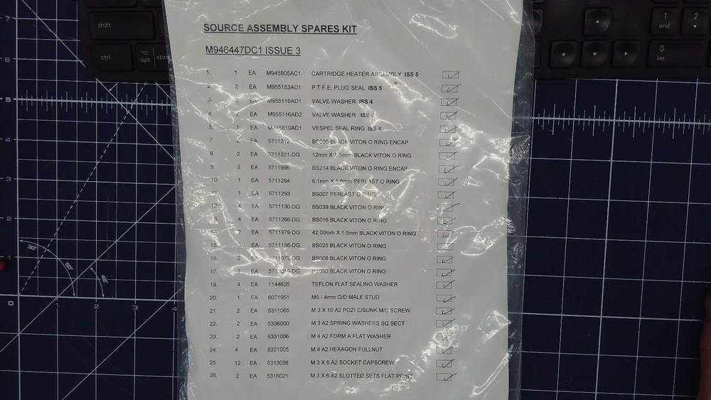 Waters Mass Spectrometer Source Spares Kit M946447DC1 ISSUE 3