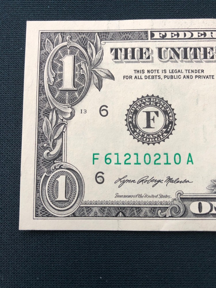 INSUFFICIENT INK ON RIGHT SERIAL NUMBER - $1 (ONE DOLLAR) ERROR NOTE