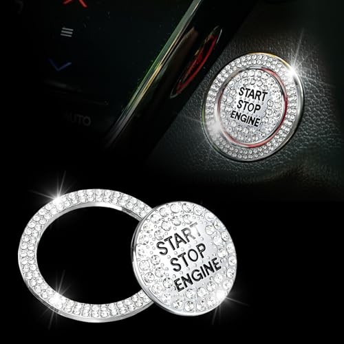 Sparkly Car Engine Start Button Cover, Rhinestone Push Start Button Cover