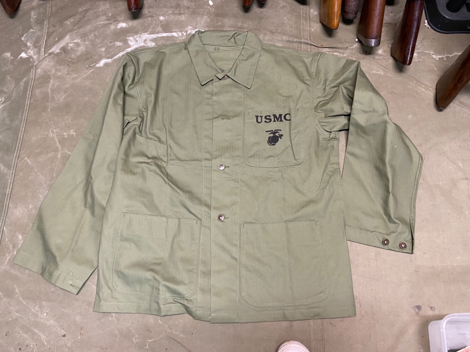 WWII US USMC MARINE P1941 P41 COMBAT FIELD HBT JACKET-SIZE XLARGE 48