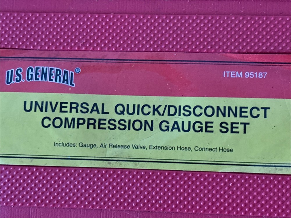 US General 95187 Universal Quick/Disconnect Compression Gauge Set Tester + Extra