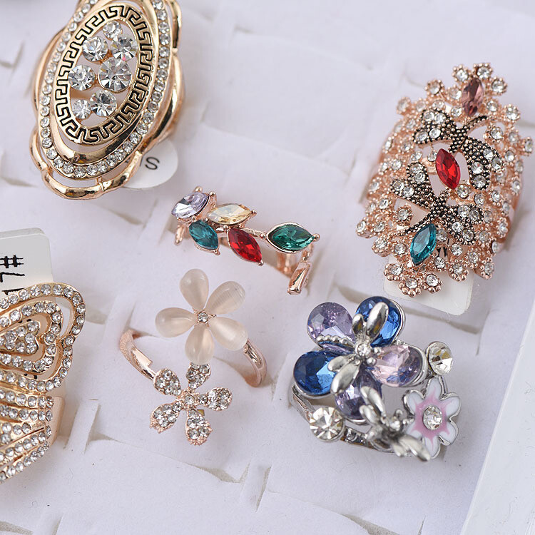 Wholesale 5-100pcs Rings Mixed Rings Bulk Finger Gemstones Crystal Jewelry Lot