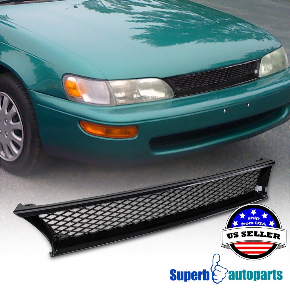 Fits 1993-1997 Toyota Corolla Black ABS T-R Type Front Mesh Grill
