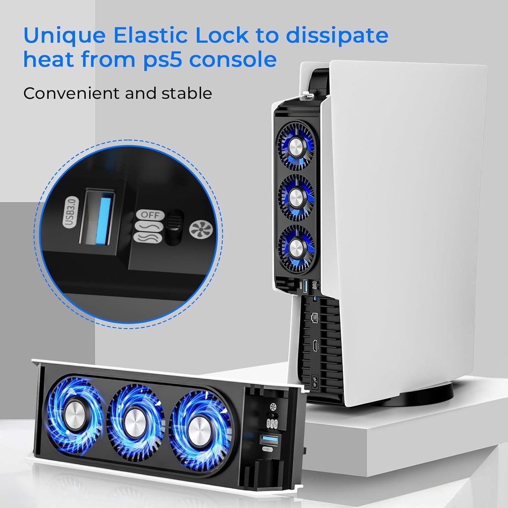PS5 Cooling Fan with LED Light,Quiet and Efficient Cooling System for PS5