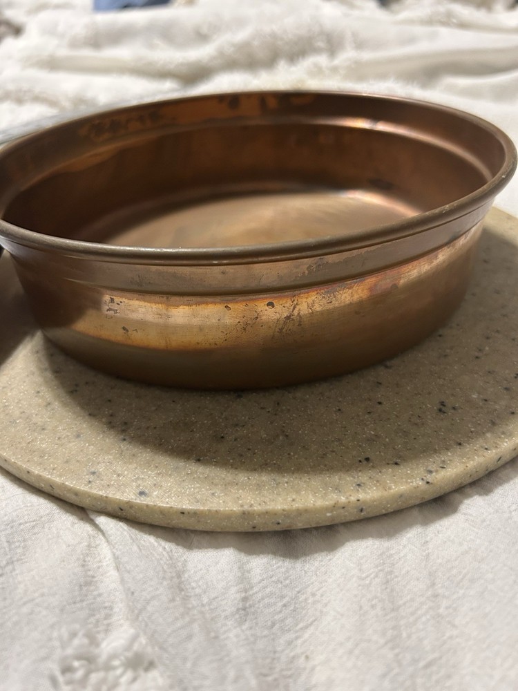 Vtg Copper Warming Pot Chafing Dish 2pcs