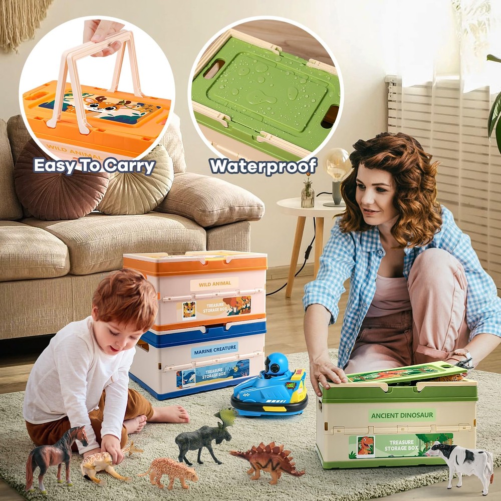 3 Pack Storage ,Organizers and Storage with Lid, with Handle,Stackable Storag...