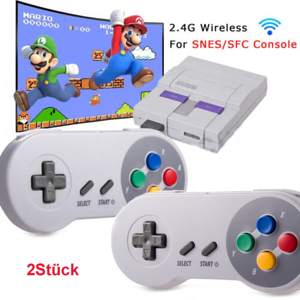 2x SNES Wireless Super NES Controller for SNES Super Entertainment System MAC PC