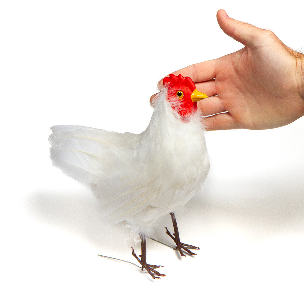 10" Artificial White Feathered Decorative Hen Chicken